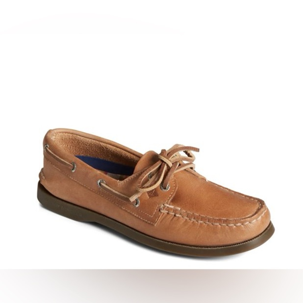 Sperry Tan Leather Moc Toe Boat Shoe Flats